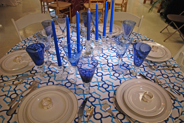 blue hanukkah tablescape