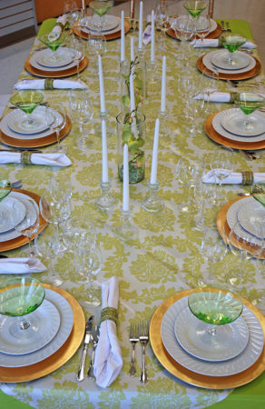 light green and white table