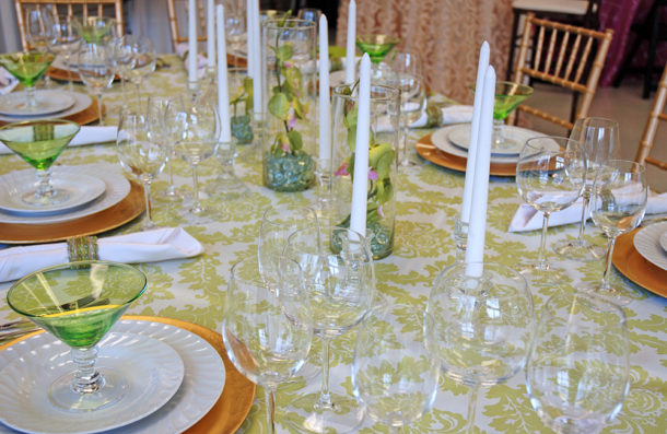 light green orchid table