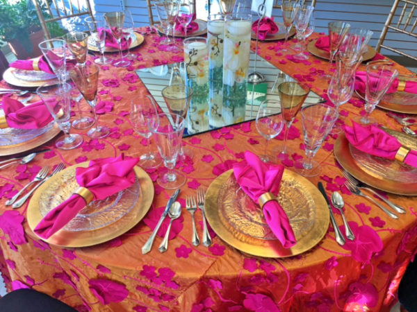 pink and orange table