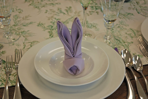 purple easter bunny napkin
