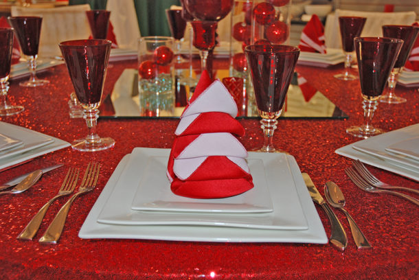 red and white christmas napkins