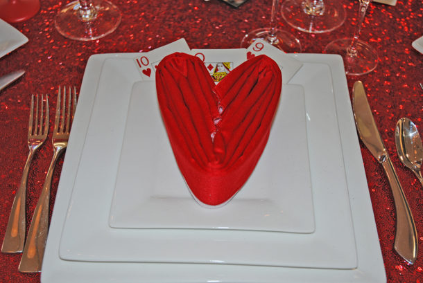 valentine's heart napkin