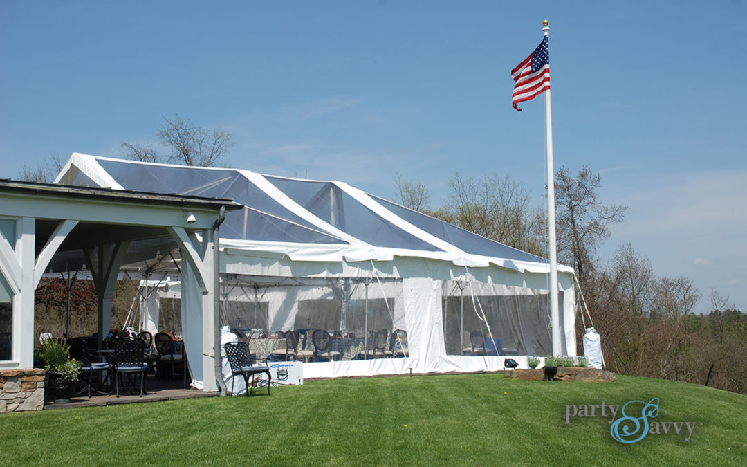 clear top tent clear sidewalls dinner party tent rental