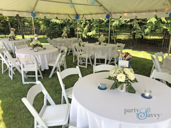 blue and white grad party centerpieces