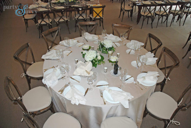 all white wedding round table